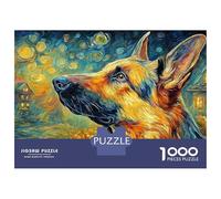 German Shepherd 1000 Piece Extra Thick Cardboard Jigsaw Puzzle for Adults And Kids Age 12,majestic Pet Dog,Fun Present Activity Home Decor Great Gift Idea 52x38cm/1000pcs