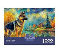 German Shepherd 1000 Piece Extra Thick Cardboard Jigsaw Puzzle for Adults And Kids Age 12,majestic Pet Dog,Fun Present Activity Home Decor Great Gift Idea 52x38cm/1000pcs