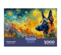 German Shepherd 1000 Piece Extra Thick Cardboard Jigsaw Puzzle for Adults And Kids Age Majestic Pet Dog Puzzles Brain Training Fun Present Activity Wall Decor 52x38cm/1000pcs
