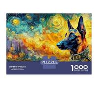 German Shepherd 1000 Piece Extra Thick Cardboard Jigsaw Puzzle for Adults And Kids Age Pet Dog Puzzles Brain Training Fun Present Activity Wall Decor 52x38cm/1000pcs