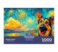 German Shepherd 1000 Piece Jigsaw Puzzle Cute Profile - Recycled Cardboard for Adults 52x38cm/1000pcs