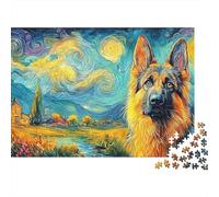 German Shepherd 1000 Piece Jigsaw Puzzle for Adults Blonde GSD Starry Colourful Jigsaws Challenge Games Fun Present & Activity 70x50cm/1000pcs