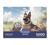 German Shepherd 1000 Piece Jigsaw Puzzle for Adults - Pet Dog Unique, Challenging, Family Activity, Collectible, 'What Happens Next' 70x50cm/1000pcs