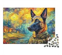 German Shepherd 1000 Piece Jigsaw Puzzle for Adults Tactical Dog Starry Colourful Jigsaws Educational Games Fun Present & Activity 38x26cm/1000pcs