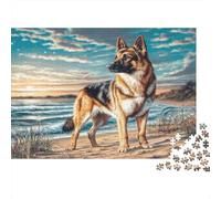 German Shepherd 1000 Piece Jigsaw Puzzle Paper Adult Jigsaw Puzzle for Adults Sea Landscape Puzzle Game for Family Decoration Relaxation 70x50cm/1000pcs