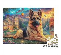German Shepherd 1000 Piece Jigsaw Puzzle Paper for Adults Country House Night View Puzzle Game for Family Home Decoration Gift 52x38cm/1000pcs