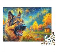 German Shepherd 1000 Piece Jigsaws Loyal Bold Vivid German Shepherds Smooth Precision Cut Paper Puzzle, Calming And Challenging Game for Adults And Family Time 38x26cm/1000pcs