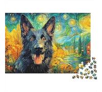 German Shepherd 1000 Piece Jigsaws Loyal Bold Vivid German Shepherds Smooth Precision Cut Paper Puzzle, Calming And Challenging Game for Adults And Family Time 52x38cm/1000pcs