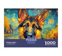 German Shepherd 1000 Piece Premium Cardstock Close Up Shepherd Puzzle Budget-Friendly Educational Challenge Family Game Night Framing Gift 70x50cm/1000pcs
