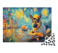 German Shepherd 1000 Piece Recycled Cardboard Jigsaw Puzzle for Adults Educational Game Decompression Wall Decoration Great Gift Idea for Women Men Birthday 38x26cm/1000pcs