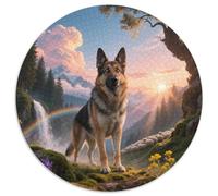 German Shepherd 1000-Piece Round Puzzle with Pet Dog, Gentle Complexity And Rich Colours, For All Ages Above 10 1000pcs (67.5x67.5cm)