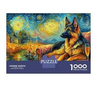 German Shepherd 1000 Piece Sturdy Cardboard Jigsaw Puzzle Set for Adults Kids 12+,majestic Pet Dog DIY Puzzle Educational Game Challenge Fun Activity 52x38cm/1000pcs