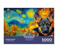 German Shepherd 1000 Piece Sturdy Cardboard Jigsaw Puzzle Set for Adults Kids 12+,majestic Pet Dog,Fun Present Activity Wall Decor Mind Relaxation 52x38cm/1000pcs
