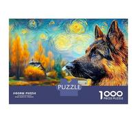 German Shepherd 1000 Piece Sturdy Cardboard Jigsaw Puzzle Set for Adults Kids 12+,pet Dog DIY Puzzle Educational Game Challenge Fun Activity 52x38cm/1000pcs