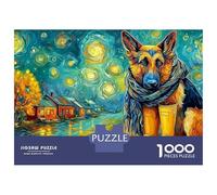 German Shepherd 1000 Piece Sturdy Cardboard Jigsaw Puzzle Set for Adults Kids,majestic Pet Dog,Educational Game Decompression Fun Present Activity 52x38cm/1000pcs
