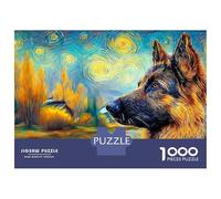 German Shepherd 1000 Piece Sturdy Cardboard Jigsaw Puzzle Set for Adults Kids,majestic Pet Dog,Educational Game Decompression Fun Present Activity 70x50cm/1000pcs