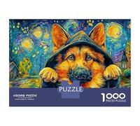German Shepherd 1000 Piece Thick Cardboard Jigsaw Puzzle for Adults，majestic Pet Dog Educational Game Decompression Present Home Wall Decoration Best Gift 52x38cm/1000pcs