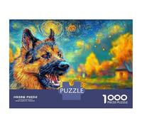 German Shepherd 1000 Piece Thick Cardboard Jigsaw Puzzle for Adults，majestic Pet Dog，Educational Game Decompression Fun Activity Beautiful Decoration Best Gift 52x38cm/1000pcs