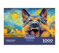 German Shepherd 1000 Piece Thick Cardboard Jigsaw Puzzle for Adults，majestic Pet Dog，Mind Relaxation Educational Game Challenge Holiday Puzzle Activity 52x38cm/1000pcs