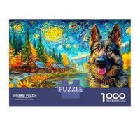 German Shepherd 1000 Piece Thick Cardboard Jigsaw Puzzle for Adults,pet Dog,Educational Game Decompression Fun Present Activity Home Wall Decoration 52x38cm/1000pcs