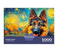 German Shepherd 1000 Piece Thick Cardboard Jigsaw Puzzle for Adults,smiling Pet Dog,Educational Game Decompression Fun Present Activity Home Wall Decoration 52x38cm/1000pcs