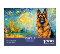 German Shepherd 1000 Piece Thick Cardboard Majestic Pet Dog Jigsaw Puzzle for Adults Decompression Fun Present Activity Home Beautiful Decoration Best Gift 52x38cm/1000pcs