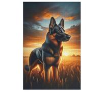 German Shepherd 1000 Piece Wooden Jigsaw Puzzle- Brain Teaser Game for Adults & Children Educational Activities Jigsaws, Clear Print - Thick & Durable Puzzles Board (78×53cm)