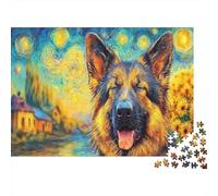 German Shepherd 1000 Pieces Cardboard Cute Dog Jigsaw Puzzle Game Kids Beginners Ultra Difficult Father's Day 38x26cm/1000pcs