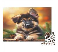 German Shepherd 1000 Pieces Jigsaw Puzzle Forest Pup Difficult Impossible Puzzle Recycled Cardboard for Advanced Puzzlers Gift for Seniors 38x26cm/1000pcs