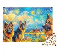 German Shepherd 1000 Pieces Jigsaw Puzzles Engaging Educational Games Three GSDs by Sea Jigsaw Puzzle Unique Puzzle Gift for Gifts 70x50cm/1000pcs