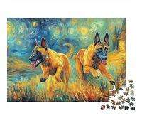 German Shepherd 1000 Pieces Jigsaw Puzzles Engaging Educational Games Two GSD Puppies Playing Jigsaw Puzzles Beautiful Decoration for Adults And Kids 52x38cm/1000pcs