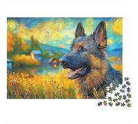 German Shepherd 1000 Pieces Jigsaw Puzzles Engaging Home Decoration GSD Looking Back Jigsaw Puzzle Home Decoration for Adults & Families 70x50cm/1000pcs