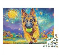 German Shepherd 1000 Pieces Jigsaw Puzzles Engaging Home Decoration GSD Running with Ball Jigsaw Puzzles Home Decoration for Adults And Kids 52x38cm/1000pcs