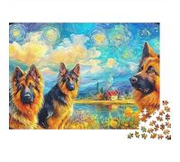 German Shepherd 1000 Pieces Jigsaw Puzzles Engaging Home Decoration Three German Shepherds Wonderful Sky Jigsaw Puzzles Beautiful Decoration for Gifts 70x50cm/1000pcs