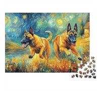 German Shepherd 1000 Pieces Jigsaw Puzzles Engaging Home Decoration Two GSD Puppies Jigsaw Puzzle Beautiful Decoration for Gifts 70x50cm/1000pcs