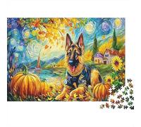 German Shepherd 1000 Pieces Sturdy Cardboard Cute Dog Standard Jigsaw Puzzle Couple Partners Educational Game Decompression Mother's Day Thoughtful Gift 52x38cm/1000pcs