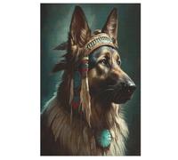 German Shepherd 1000 Pieces Wooden Jigsaw Puzzle for Adults Puzzles Brain Exercise Challenge High Difficulty Game Gift for Kids Children Jigsaws (78×53cm)