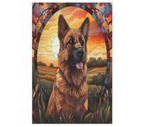 German Shepherd 1000 Pieces Wooden Jigsaw Puzzle for Adults Puzzles Brain Exercise Challenge High Difficulty Game for Kids 78×53cm