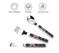German Shepherd 3-Piece Printed Cutlery Set Knife Fork and Spoon Perfect for Travel and Parties