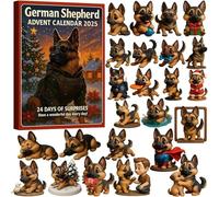 German Shepherd Advent Calendar 2025, 24 Days Christmas Countdown Calendar, 24 Pcs 2d German Shepherd Decorations, With 24 Cute Germans Shepherds Ornaments, Gift For Dog Lovers & Home Décor
