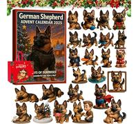 German Shepherd Advent Calendar 2025, 24 Days Christmas Countdown Calendar with 24 Different Cute German Shepherd Ornaments, Realistic Design Dog Advent Calendar for Dog Lovers Home Decor (#A,3D)