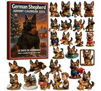 German Shepherd Advent Calendar 2025, 24 Days Christmas Countdown Calendar with Cute Dog Ornaments for Families, Dog Lovers & Home Décor