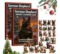 German Shepherd Advent Calendar 2025, Advent Calendar 2025 Dog with 24 PCS 2D/3D Cute Dog Ornaments, 24 Days Christmas Countdown Calendar for Dogs Lovers, Pet Parents, Families & Home Décor (2pcs-2D)
