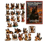 German Shepherd Advent Calendar, 24 Day Countdown Christmas Hanging Decoration Acrylic 2D Ornament Unpacking Surprise Daily Christmas Decoration for Tree Mirror, E