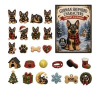 German Shepherd Advent Calendar, 24 Day Countdown Christmas Hanging Decoration Acrylic 2D Ornament Unpacking Surprise Daily Christmas Decoration for Tree Mirror, B
