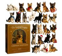 German Shepherd Advent Calendars 2025, 2D Acrylic Dog Ornament Christmas Countdown Calendars 2025 With 24 Cute German Shepherd Decorations, For Family Adults Kids Vacation Holiday