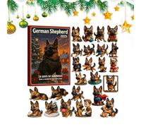 German Shepherd Advent Checkout Day Calendar 2025 | Dog 2D Acrylic Christmas Decorations | 24 Days Countdown Calendar Animal Ornaments | For In The Living Room For The Family Adults Children Holiday