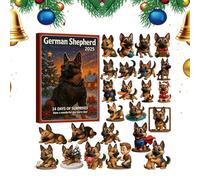 German Shepherd Advent Countdown Calendar 2025-2D Acrylic Dog Christmas Decor - 24 Days Animal Tree Ornament Countdown Calendar - for Living Room Family Adults Kids Vacation Party Favors