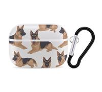 German Shepherd AirPods Pro 2 Case Cover, Shockproof Hard Shell Protective Case for Women Men, Compatible with Airpod Pro Case 2nd/1st Generation with Keychain-White