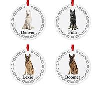 German Shepherd/Alsatian Dog Personalised Round Shaped Personalised Christmas Tree Bauble - With the name of your choice - 4 Different Designs Available at Customisation Point